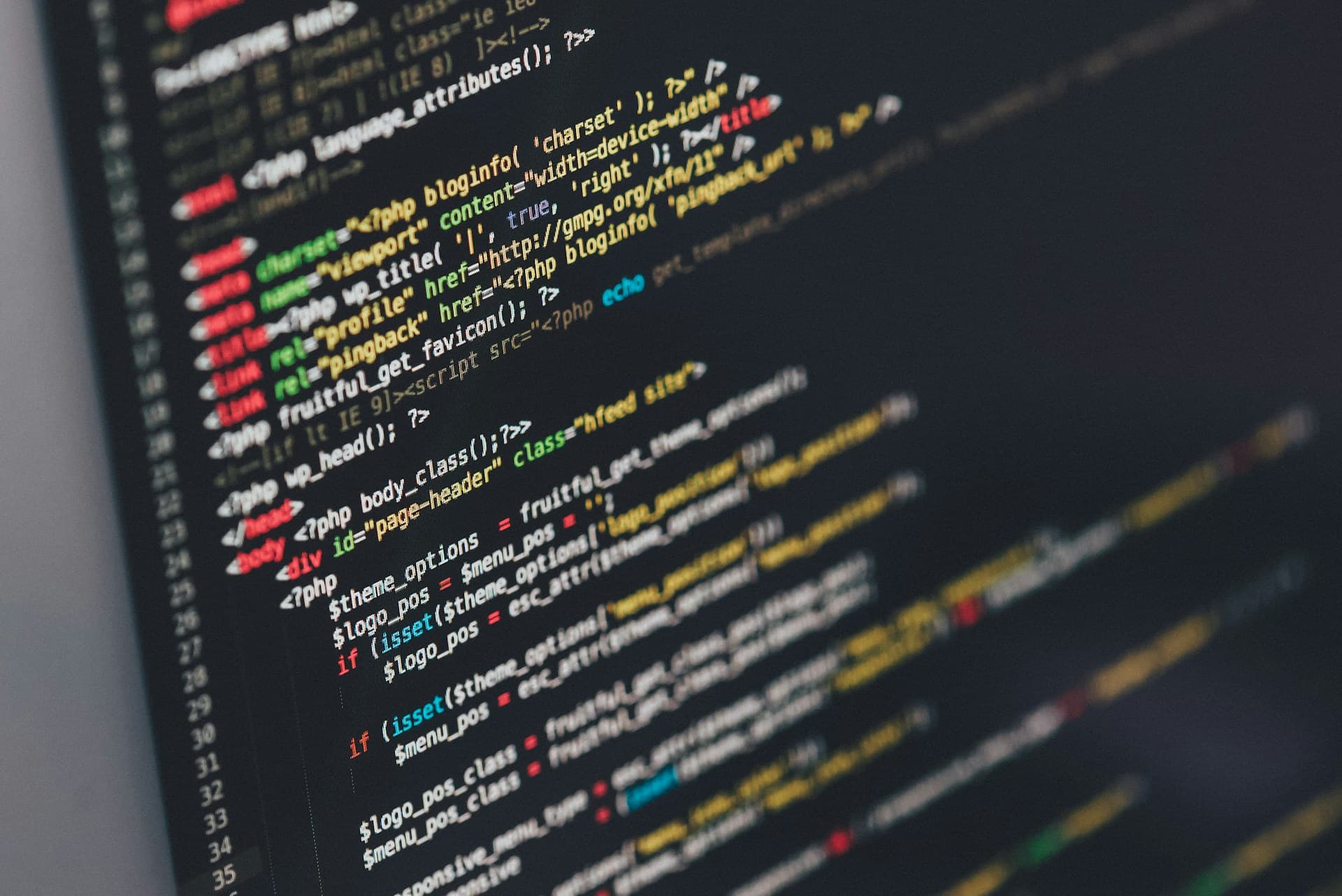 Software source code on a large monitor in a focused workspace